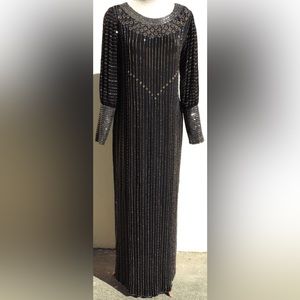 Vintage Beaded Black Party Dress. Art Deco / 1920’s Style (size M)